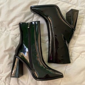 Nasty Gal Black Faux Patent Leather Heel Boot